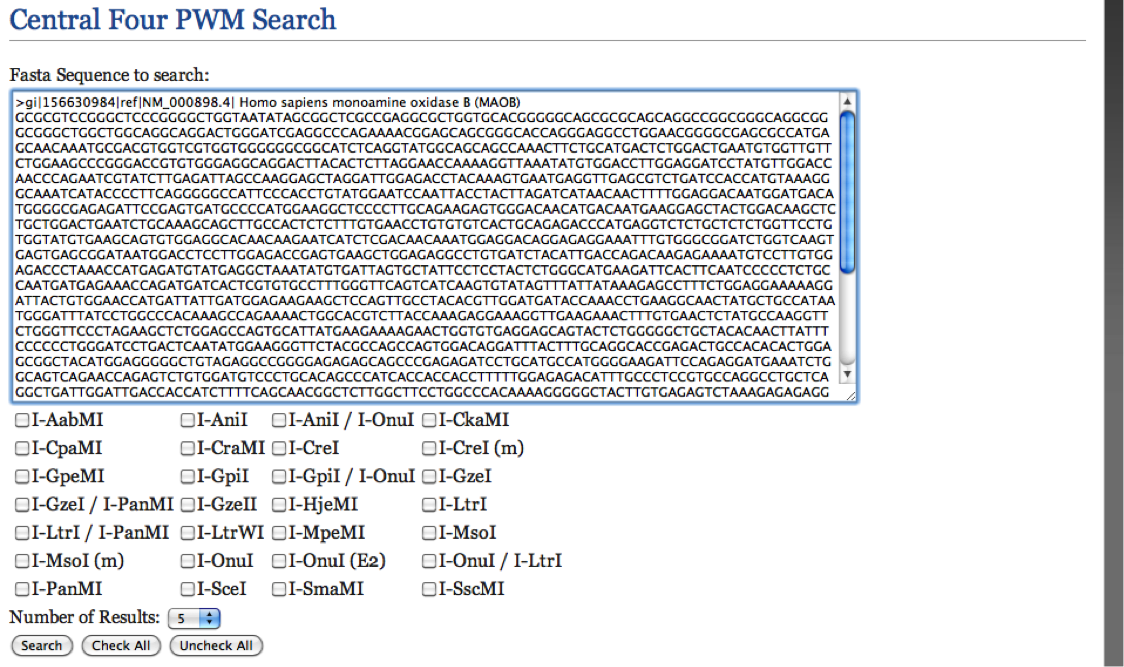 PWM Search Parameters (Blank)